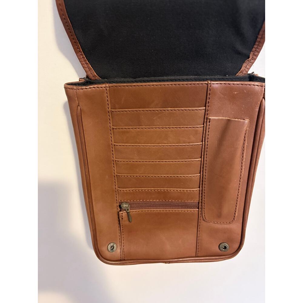 Eddie Bauer Vintage Leather Crossbody Shoulder Bag Cognac Brown - Picture 5 of 5